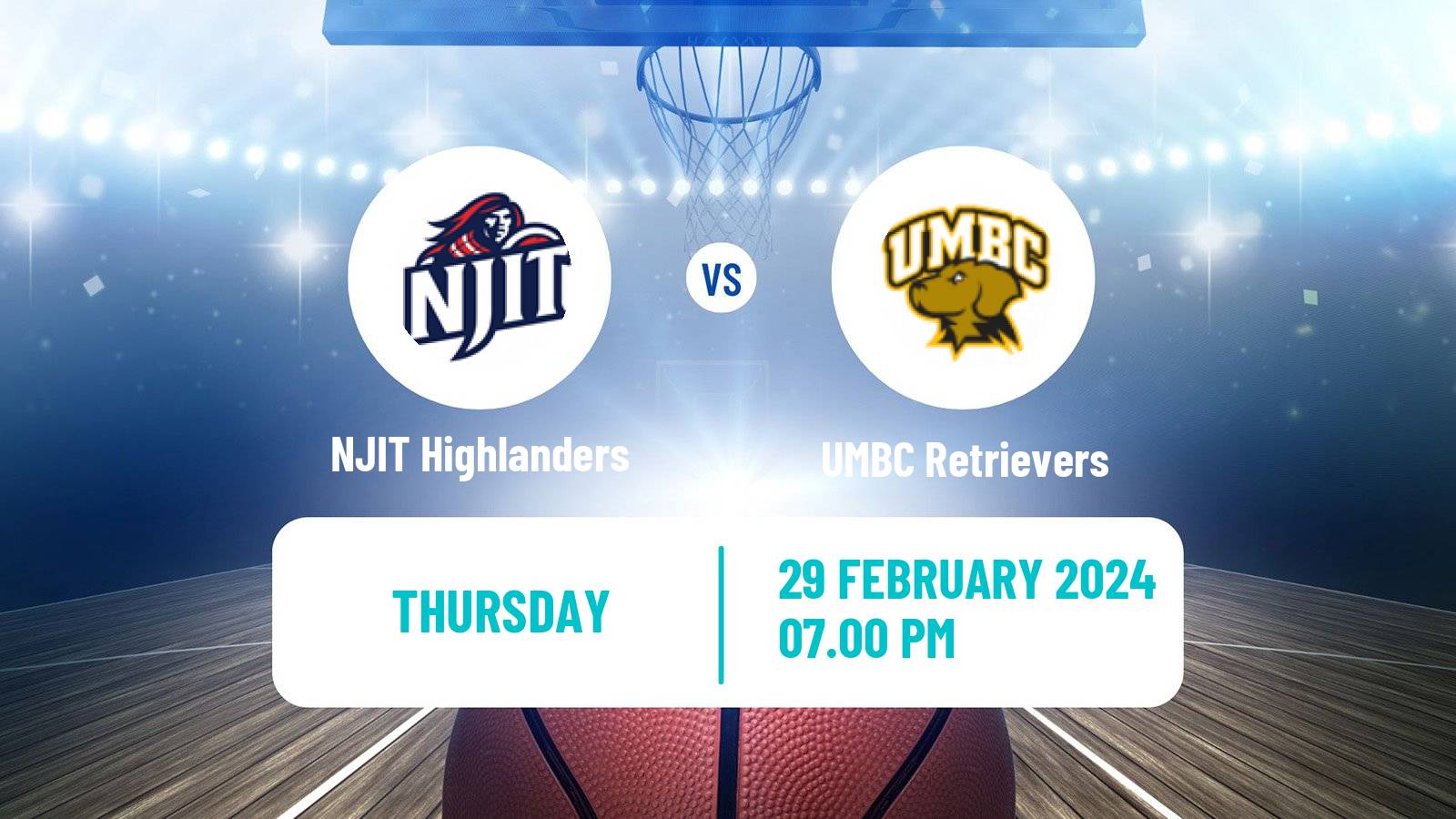 Basketball NCAA College Basketball NJIT Highlanders - UMBC Retrievers