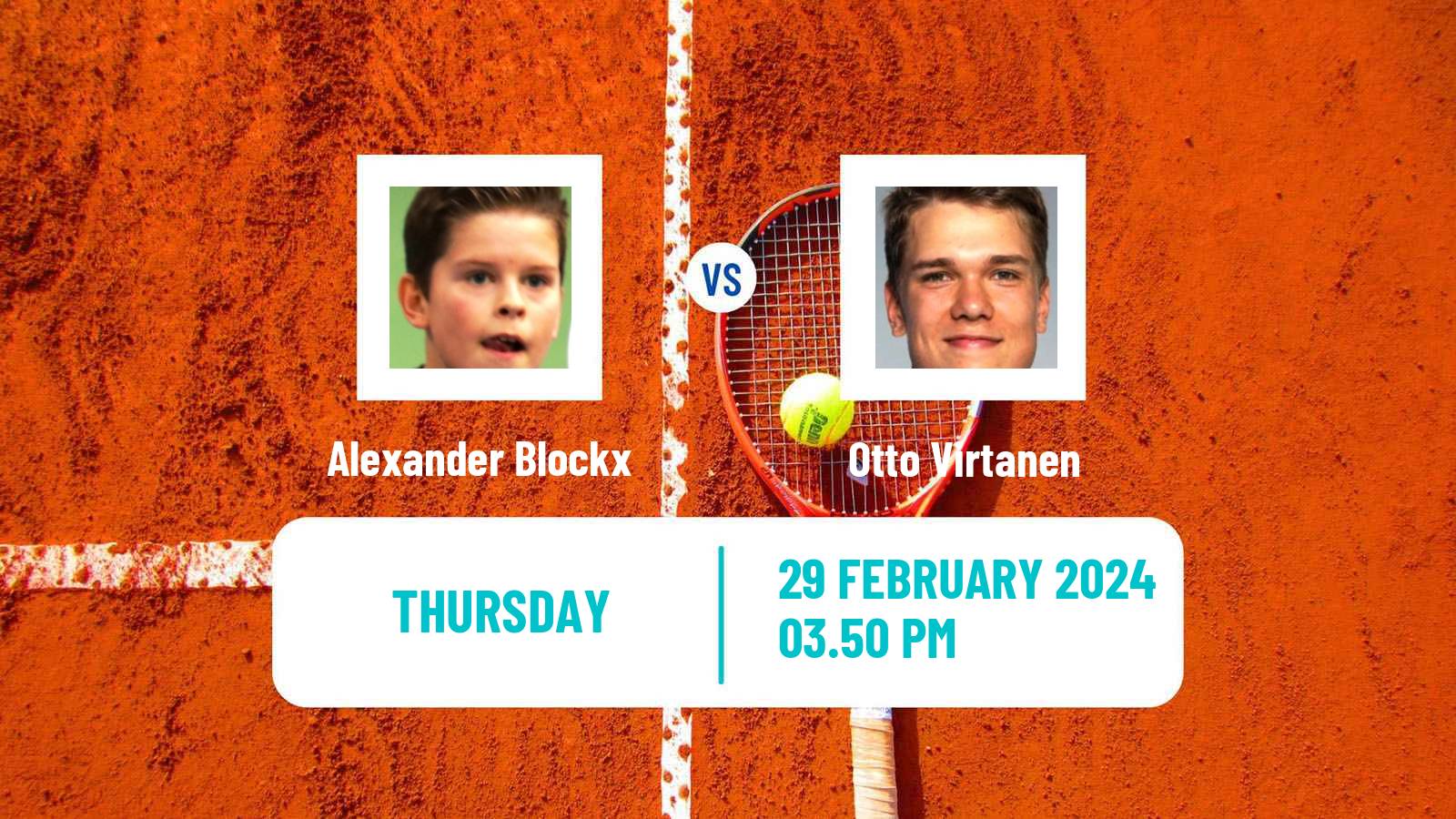 Tennis Lille Challenger Men Alexander Blockx - Otto Virtanen