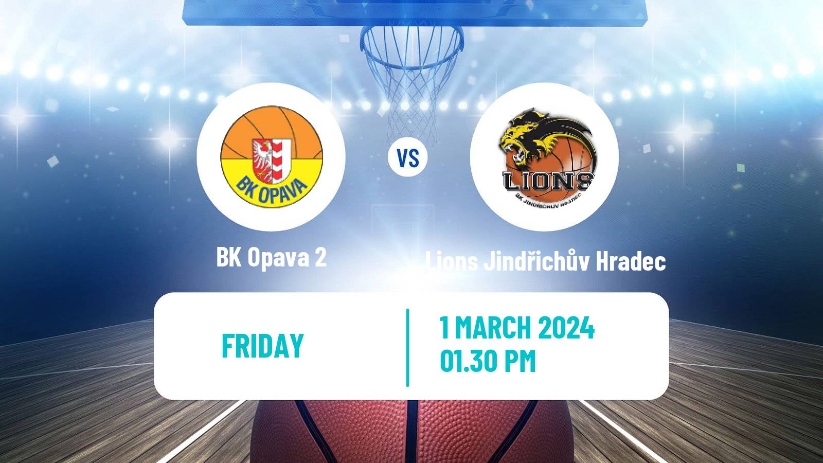Basketball Czech 1 Liga Basketball Opava 2 - Lions Jindřichův Hradec