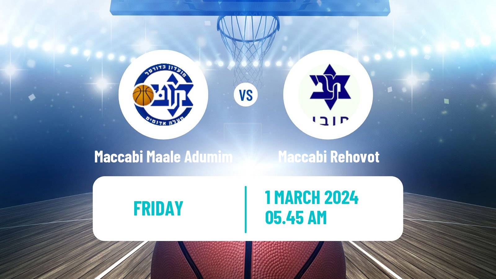 Basketball Israeli Liga Leumit Basketball Maccabi Maale Adumim - Maccabi Rehovot