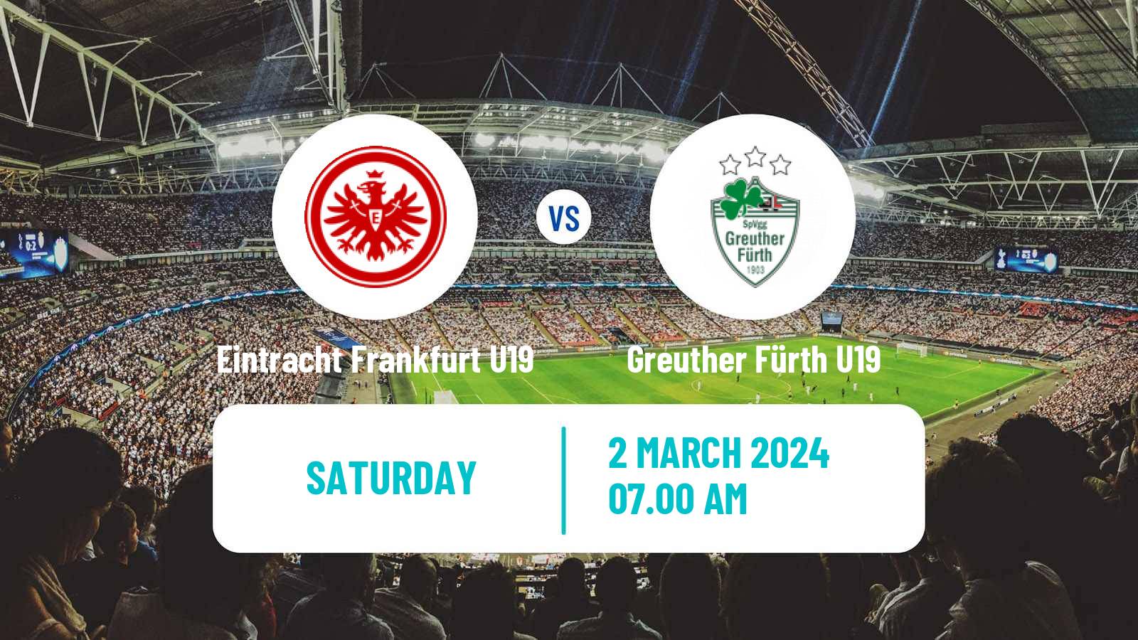 Soccer German Junioren Bundesliga South Eintracht Frankfurt U19 - Greuther Fürth U19