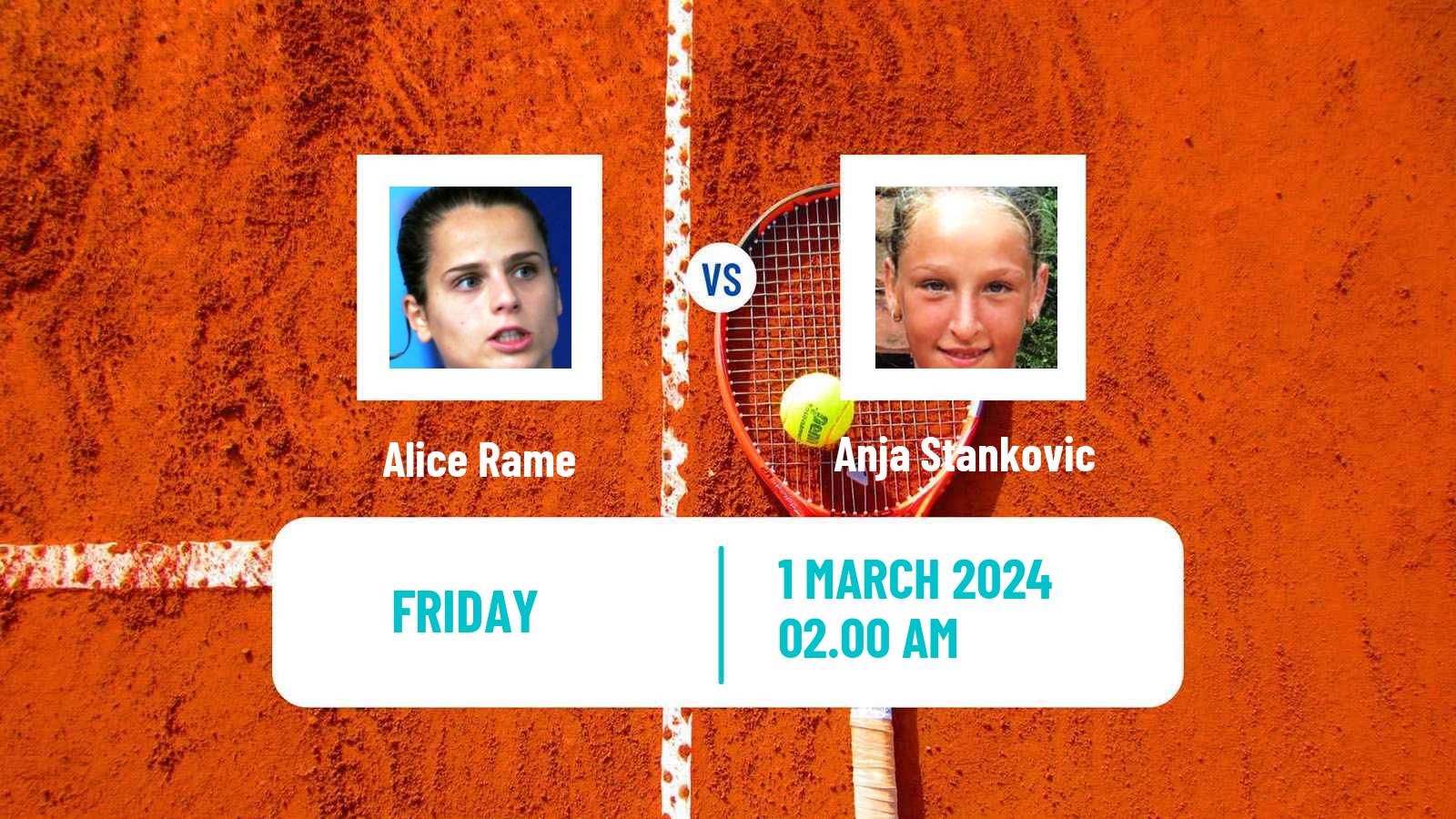 Tennis ITF W15 Antalya 3 Women Alice Rame - Anja Stankovic