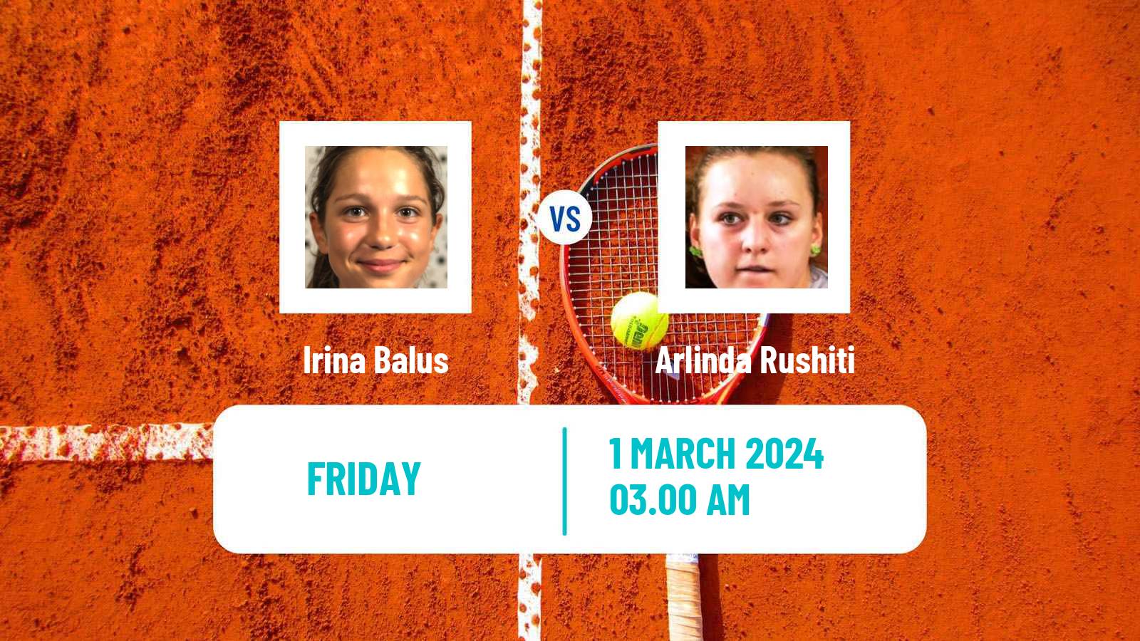 Tennis ITF W15 Sharm Elsheikh 4 Women Irina Balus - Arlinda Rushiti