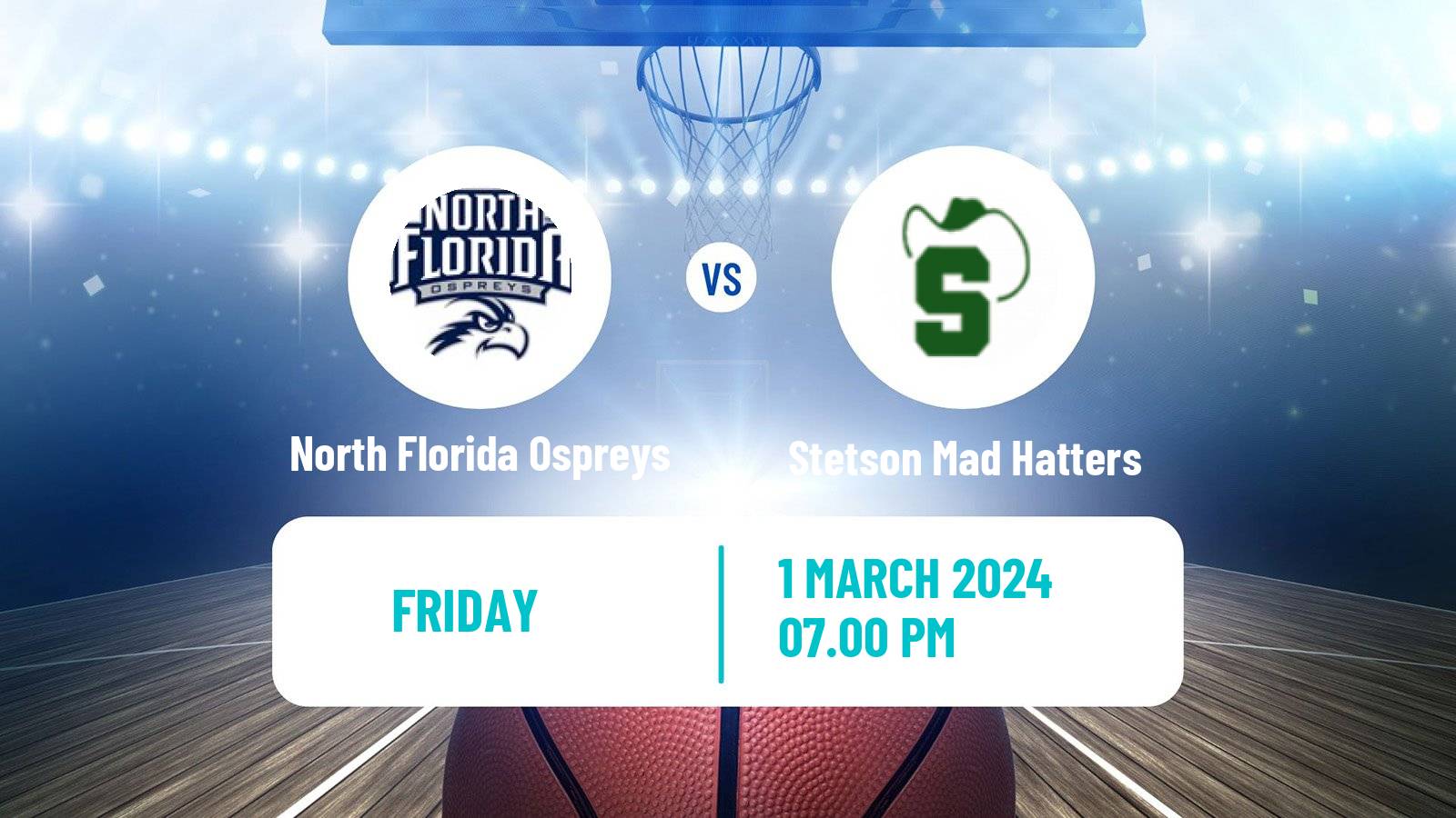 Basketball NCAA College Basketball North Florida Ospreys - Stetson Mad Hatters
