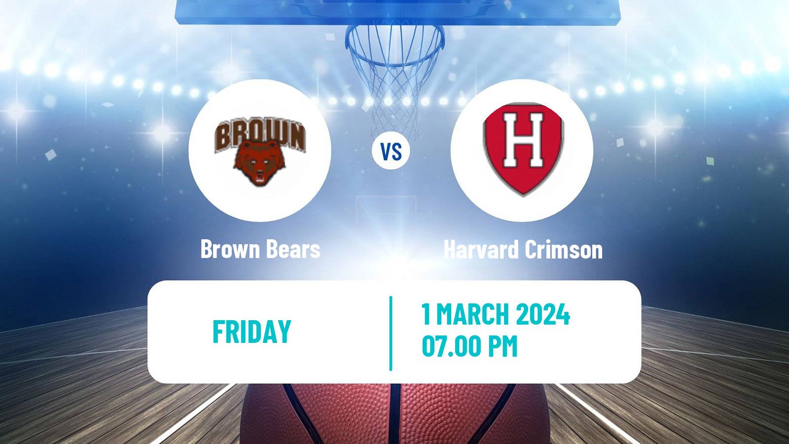 Basketball NCAA College Basketball Brown Bears - Harvard Crimson