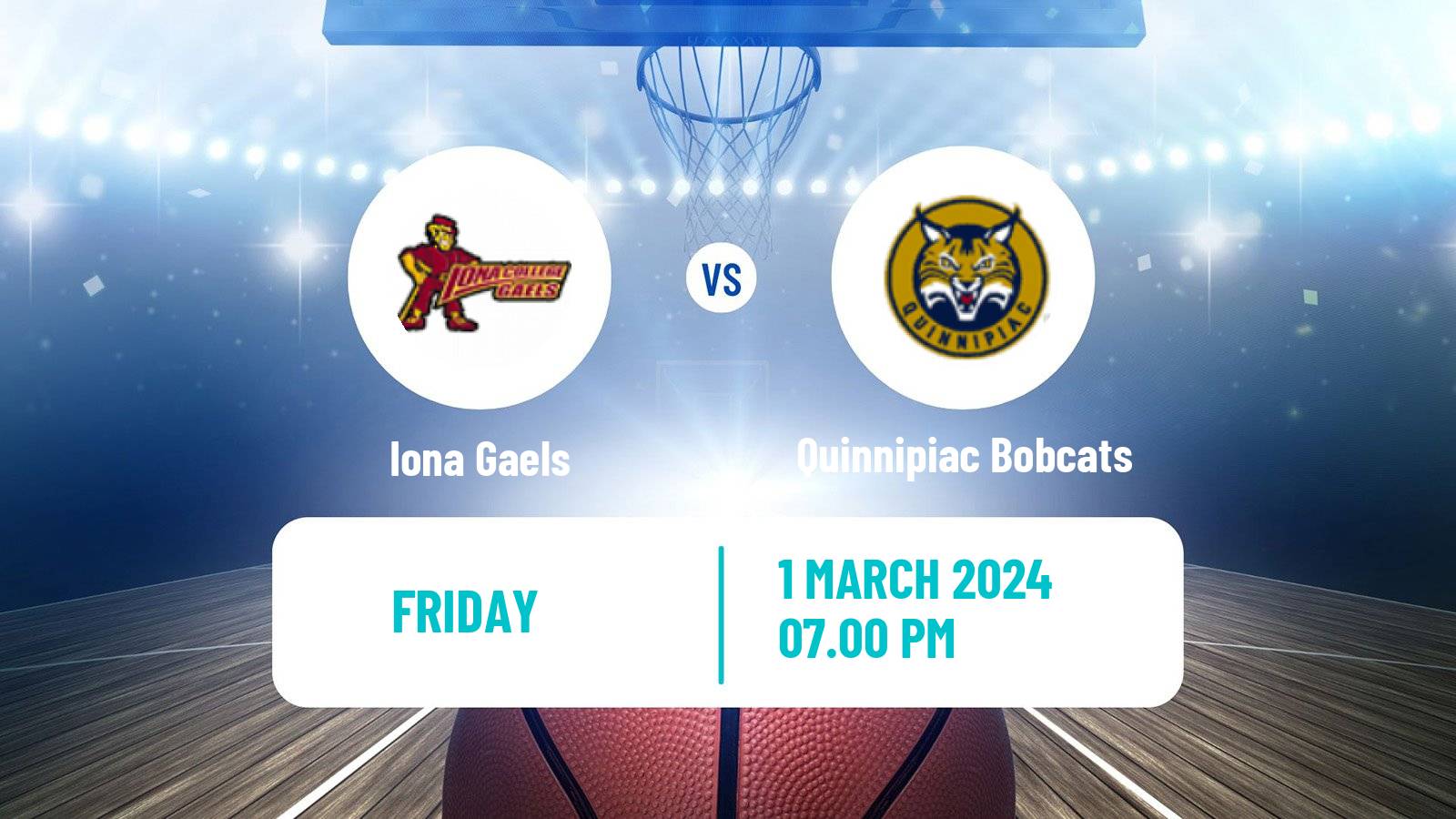 Basketball NCAA College Basketball Iona Gaels - Quinnipiac Bobcats