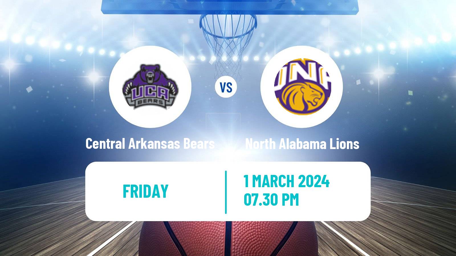 Basketball NCAA College Basketball Central Arkansas Bears - North Alabama Lions