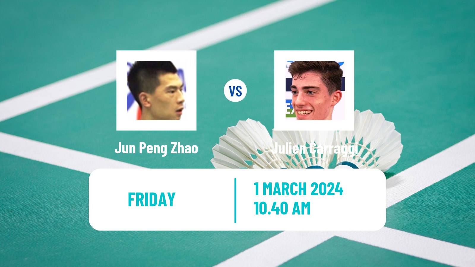 Badminton BWF World Tour German Open Men Jun Peng Zhao - Julien Carraggi
