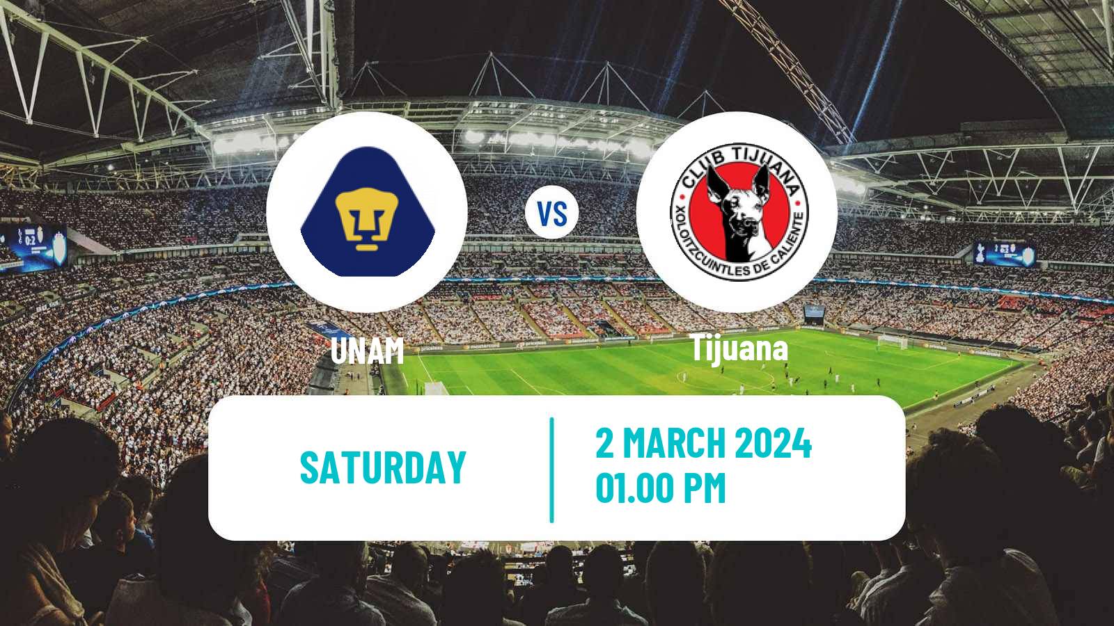 Soccer Mexican Liga MX Women UNAM - Tijuana