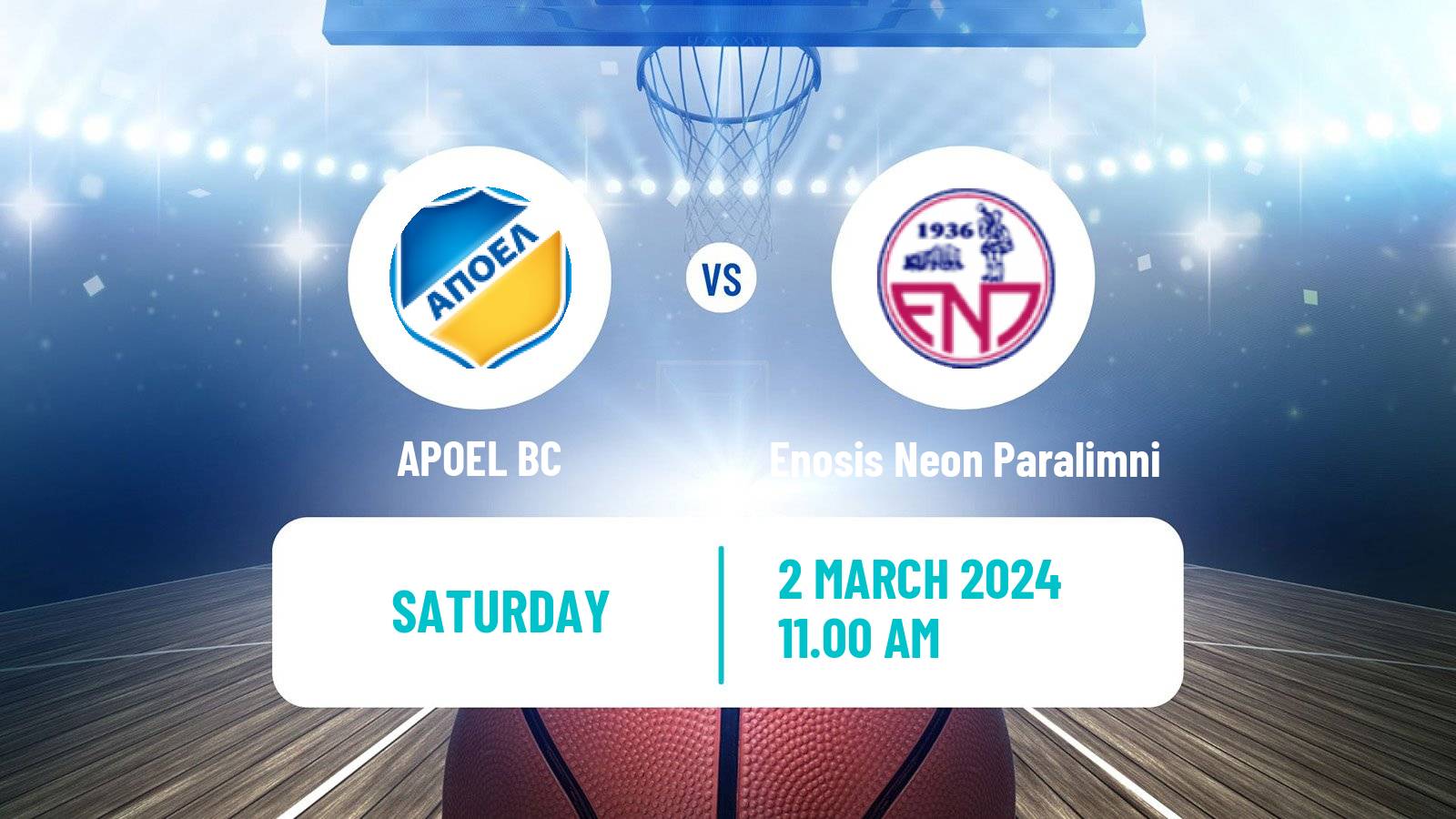 Basketball Cypriot Division A Basketball APOEL - Enosis Neon Paralimni