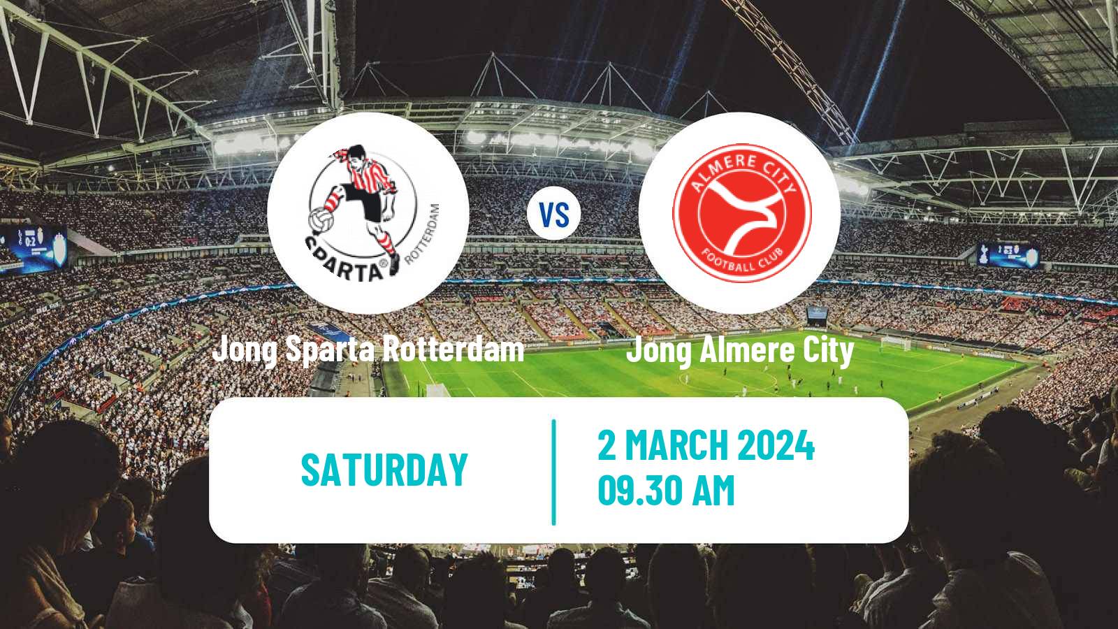 Soccer Dutch Tweede Divisie Jong Sparta Rotterdam - Jong Almere City