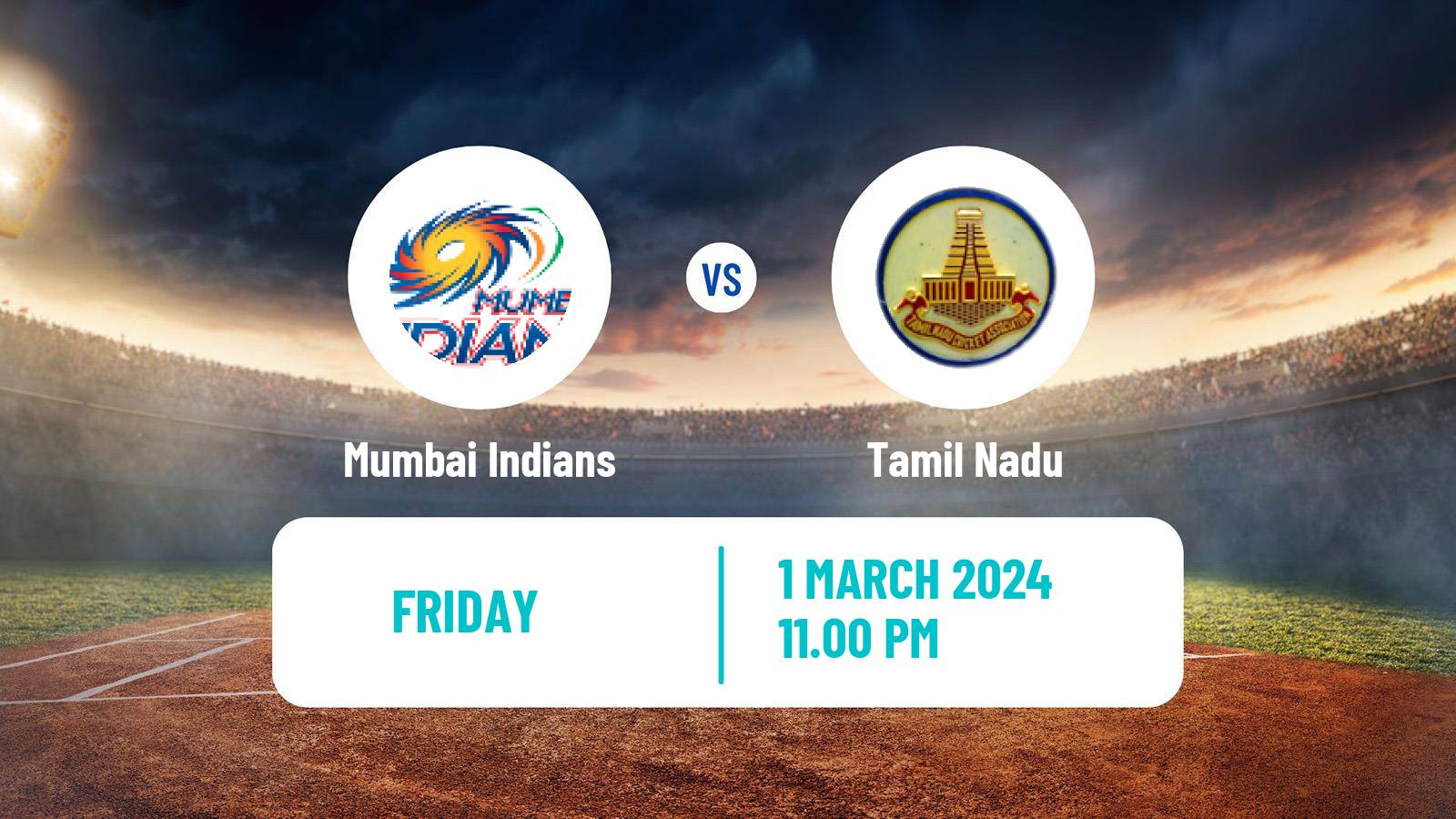 Cricket Ranji Trophy Mumbai Indians - Tamil Nadu