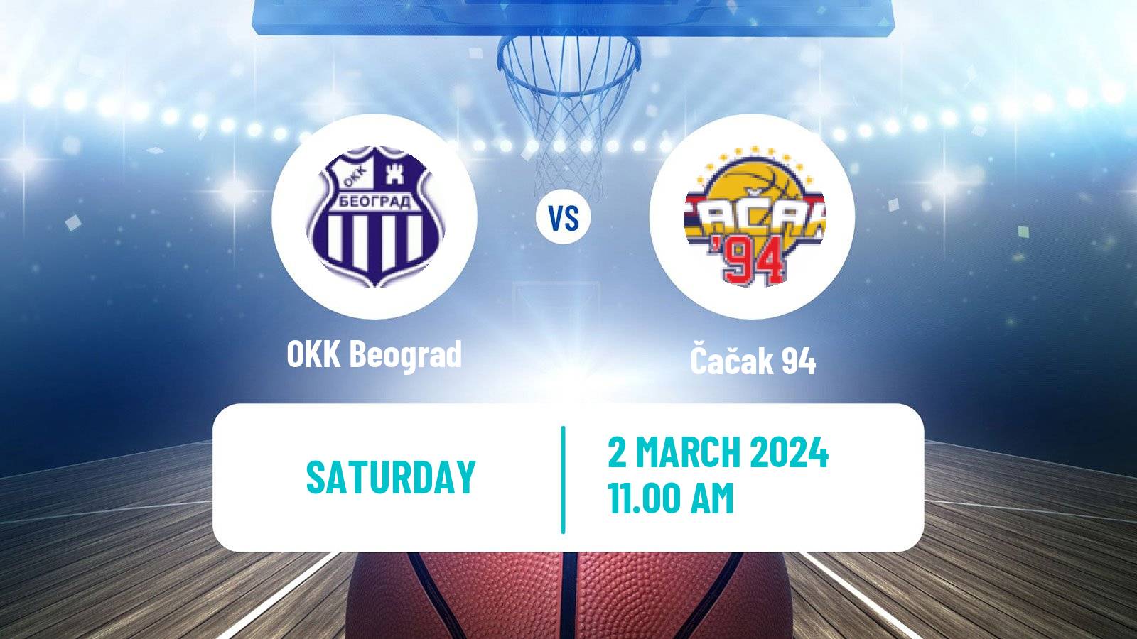 Basketball Serbian First League Basketball OKK Beograd - Čačak 94