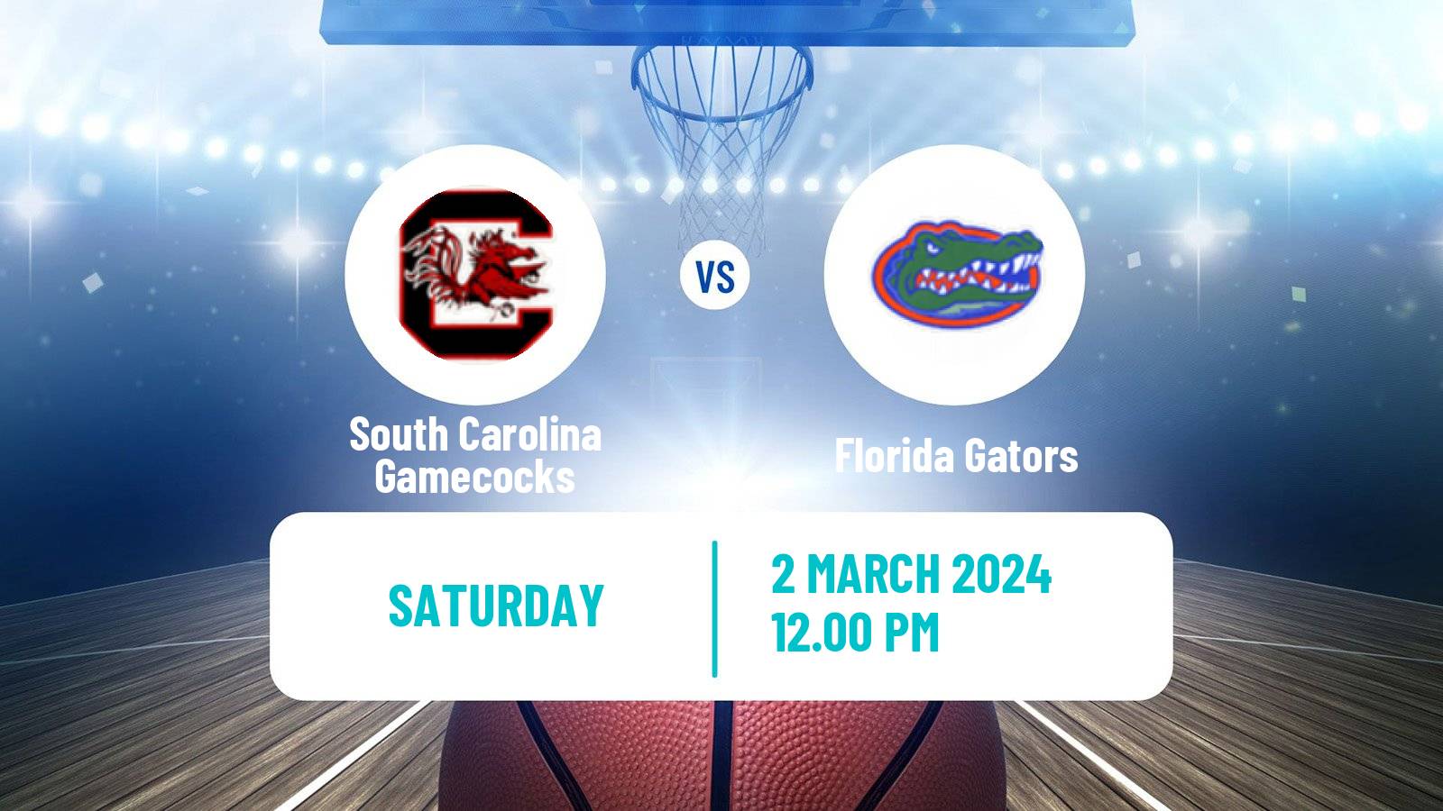 Basketball NCAA College Basketball South Carolina Gamecocks - Florida Gators