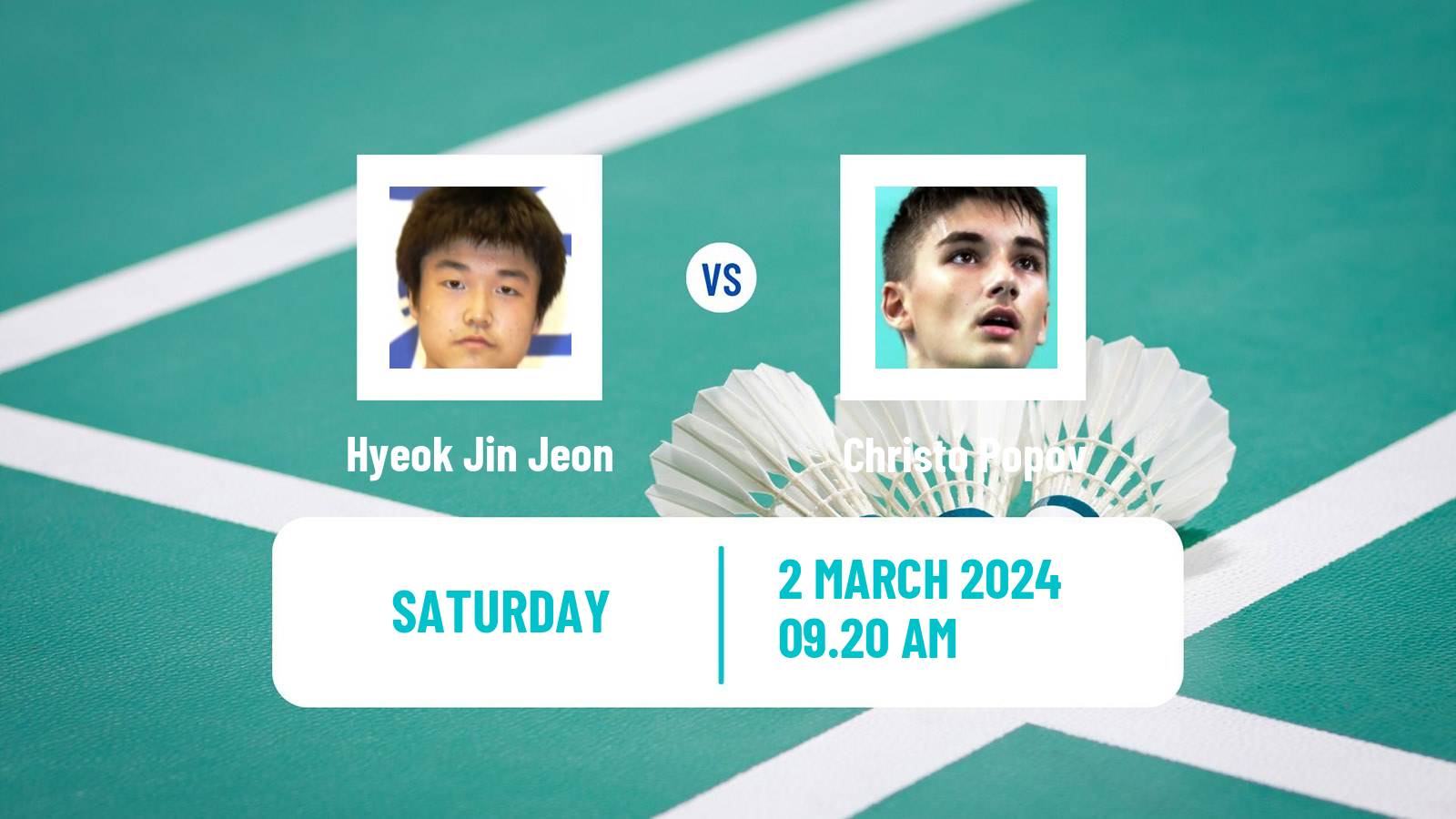 Badminton BWF World Tour German Open Men Hyeok Jin Jeon - Christo Popov
