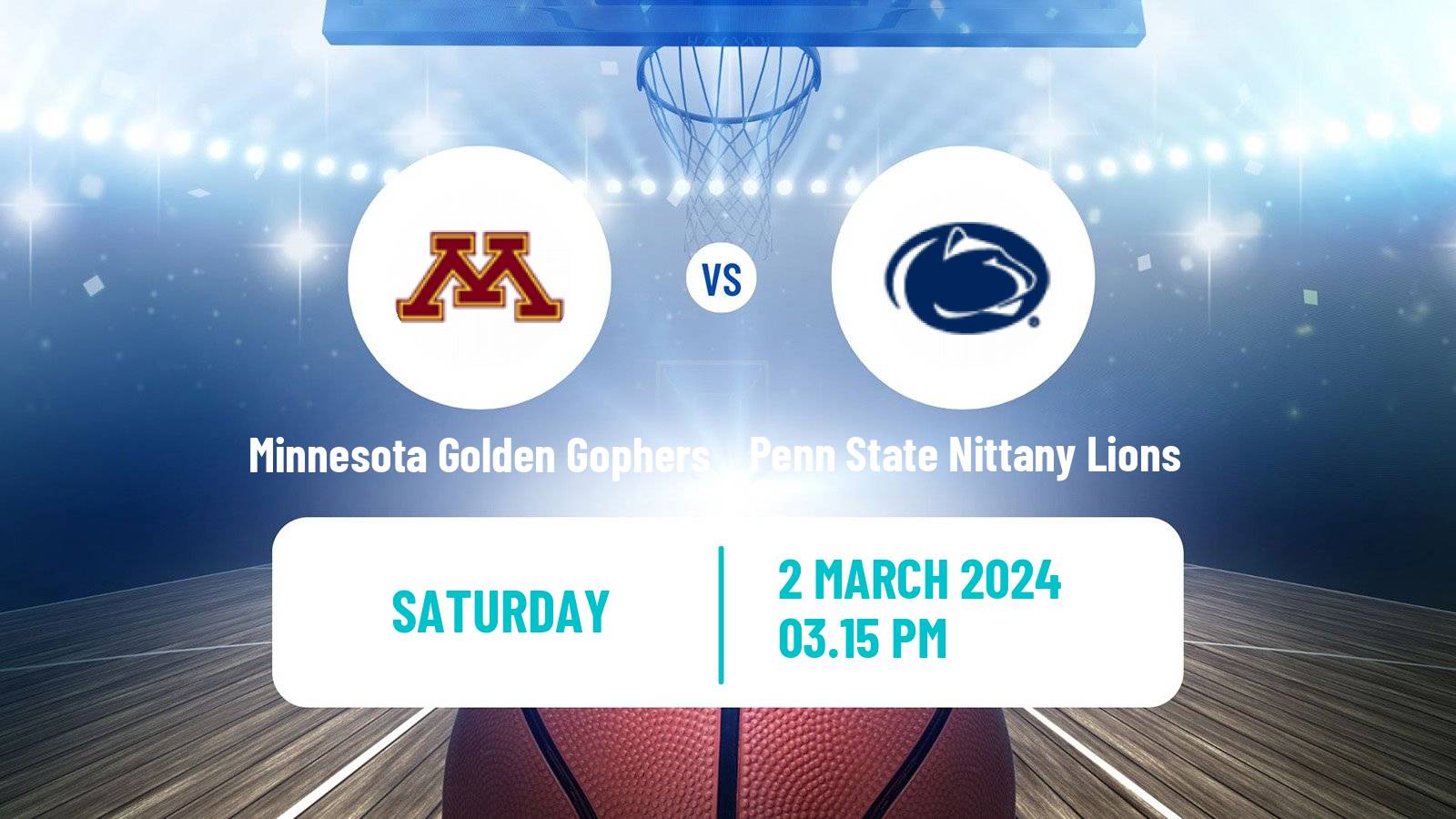 Basketball NCAA College Basketball Minnesota Golden Gophers - Penn State Nittany Lions
