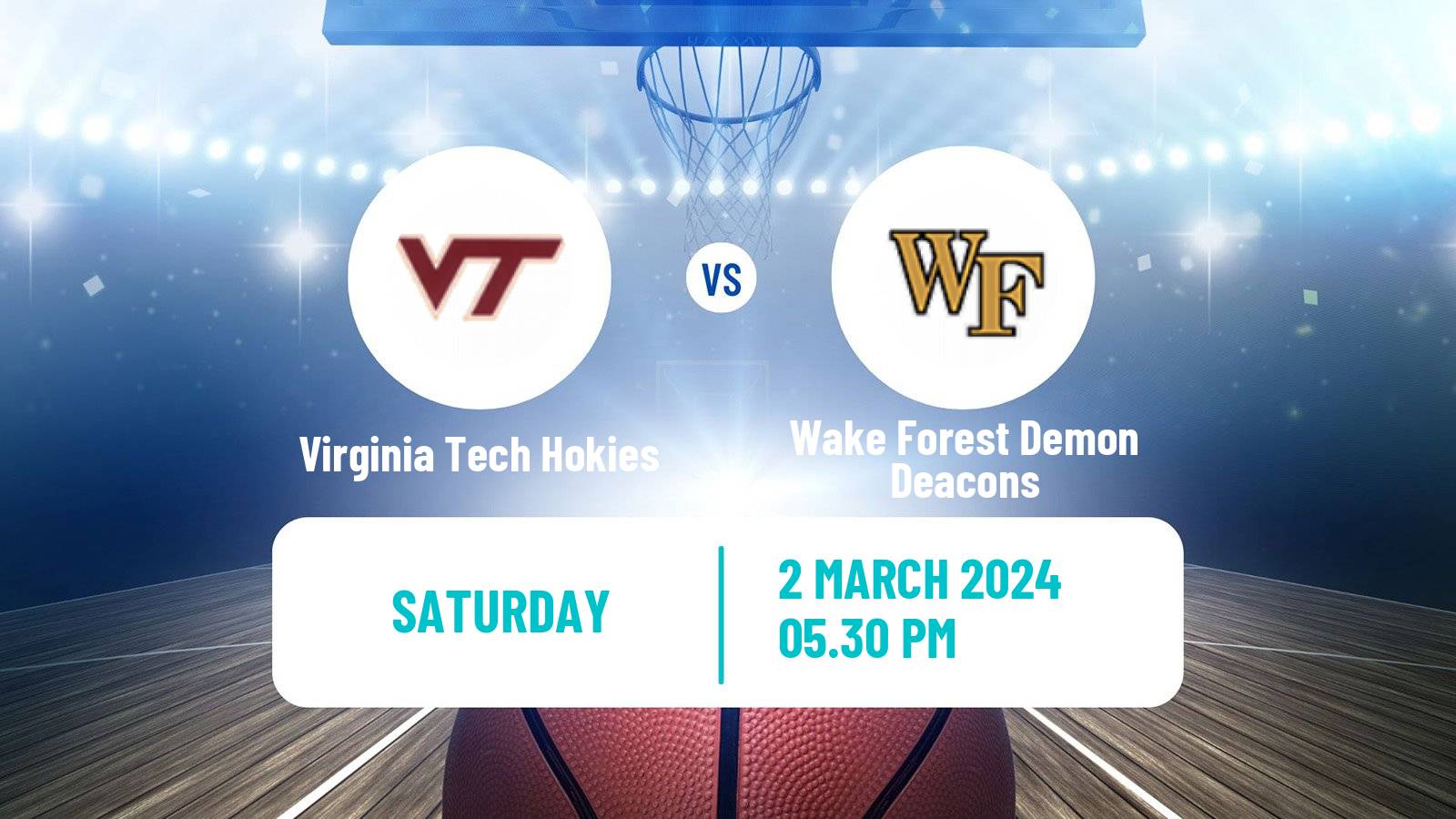 Basketball NCAA College Basketball Virginia Tech Hokies - Wake Forest Demon Deacons