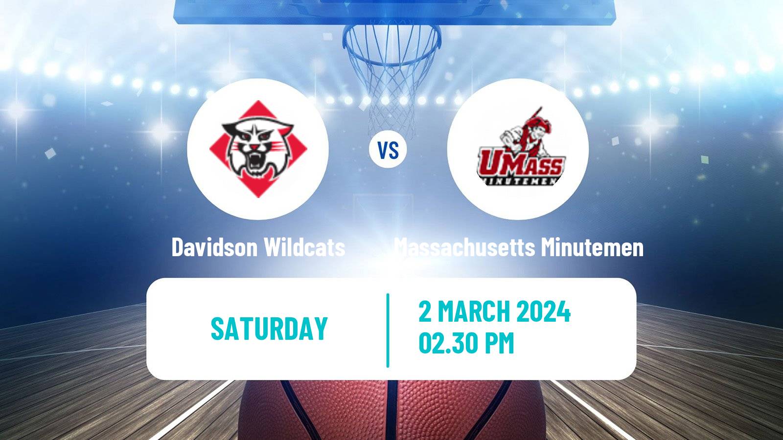 Basketball NCAA College Basketball Davidson Wildcats - Massachusetts Minutemen