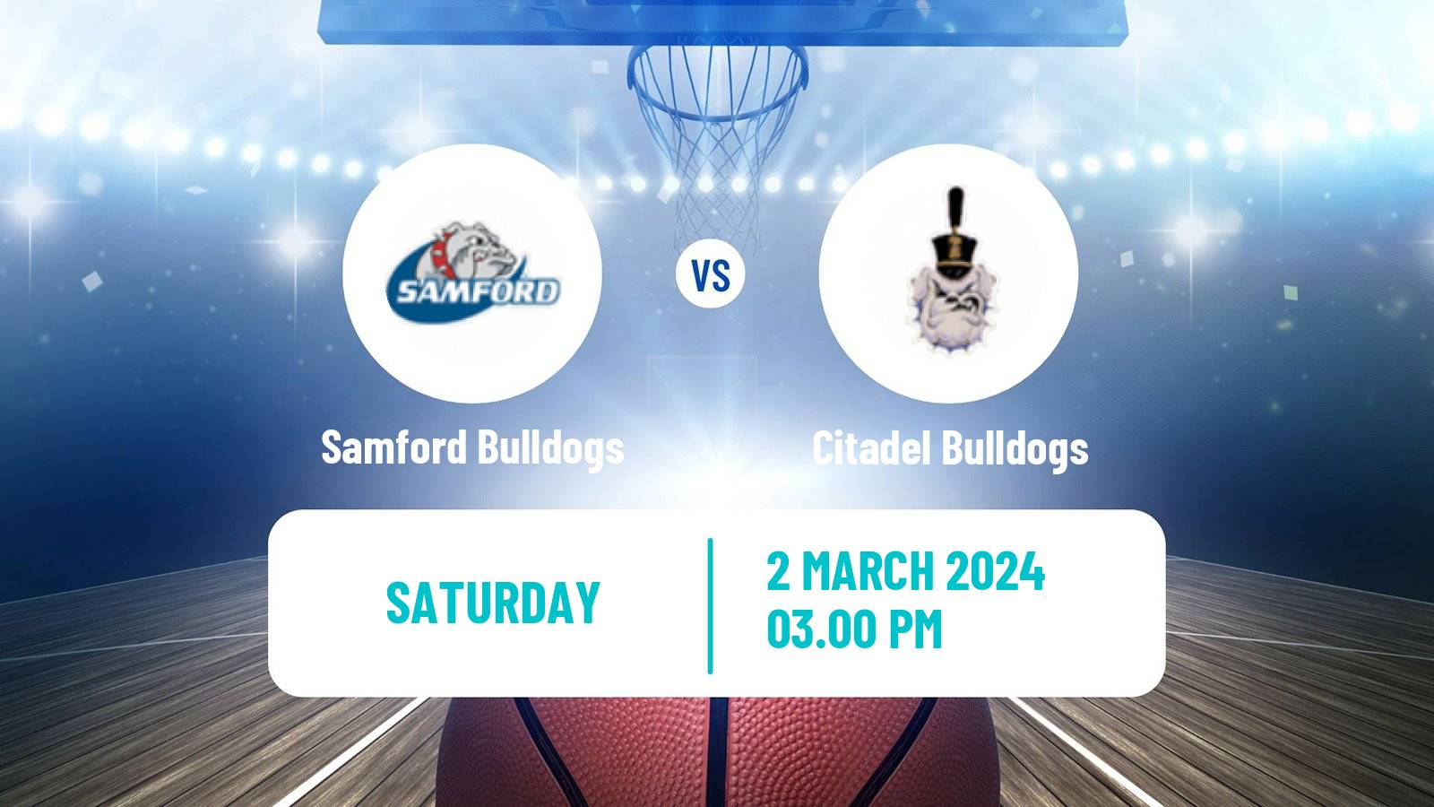 Basketball NCAA College Basketball Samford Bulldogs - Citadel Bulldogs