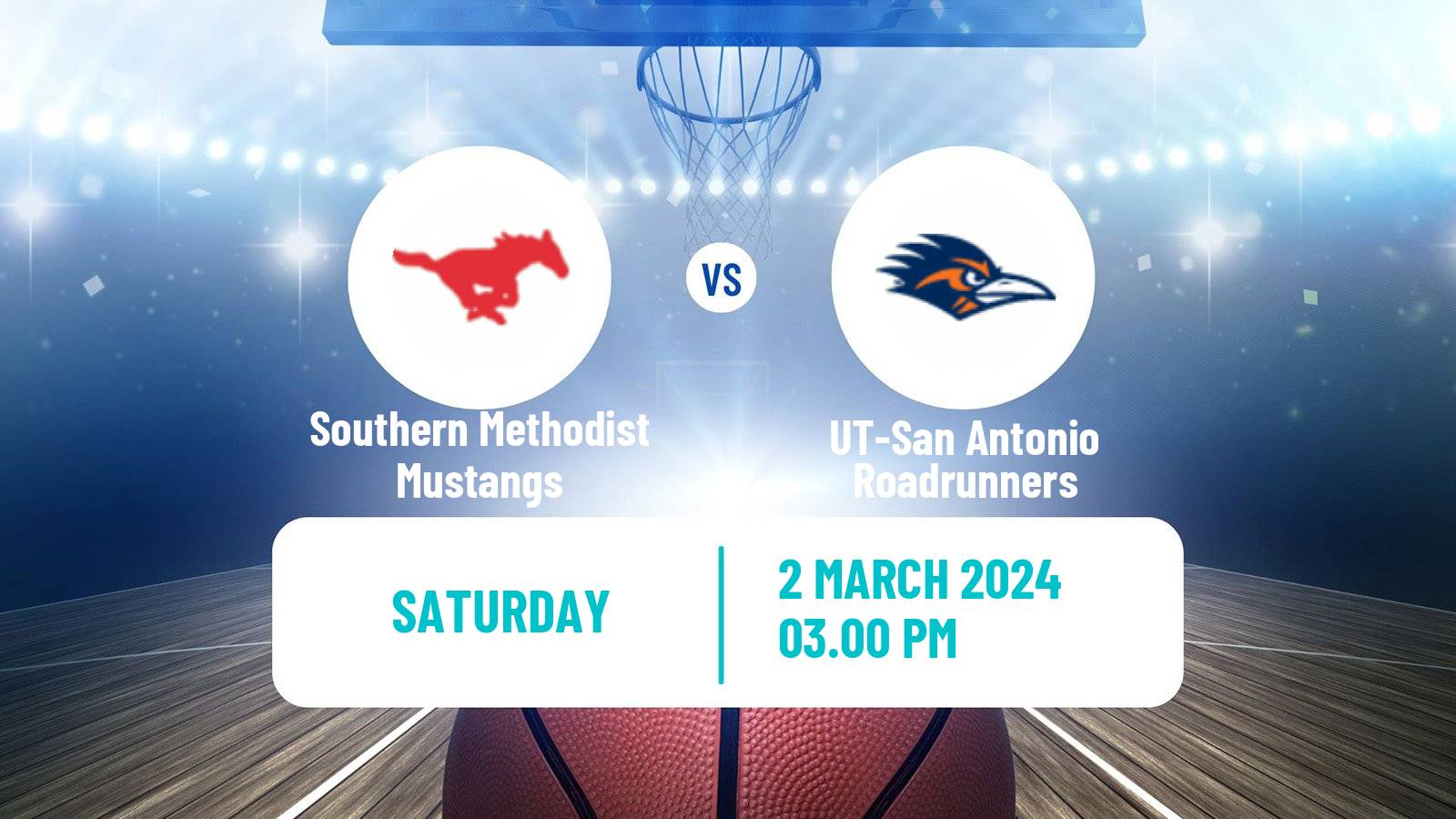 Basketball NCAA College Basketball Southern Methodist Mustangs - UT-San Antonio Roadrunners