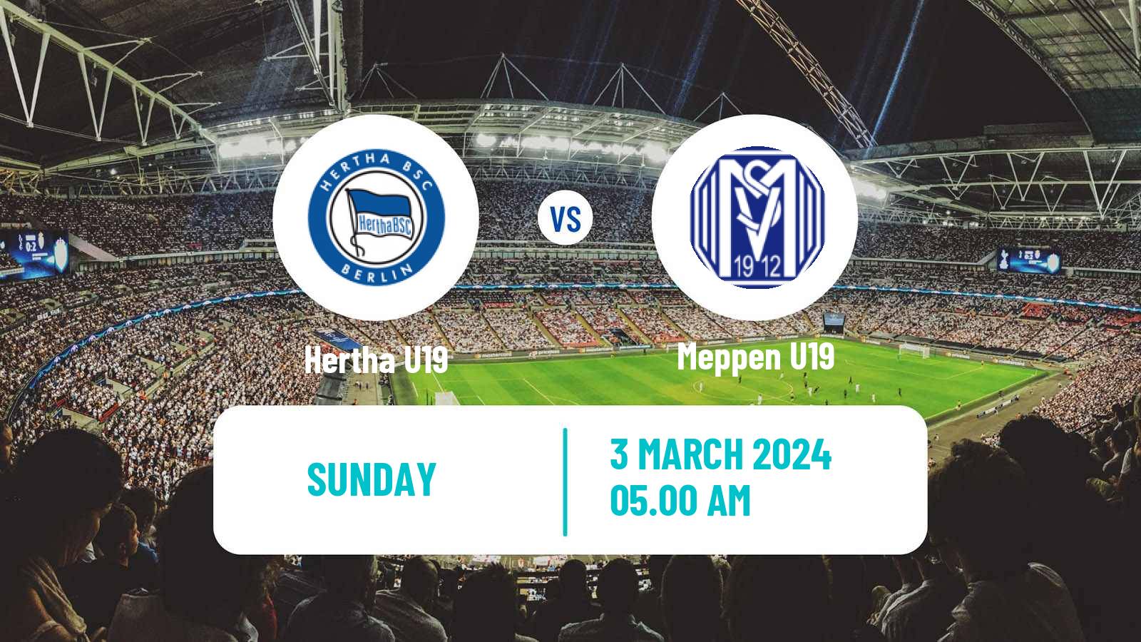 Soccer German Junioren Bundesliga North Hertha U19 - Meppen U19