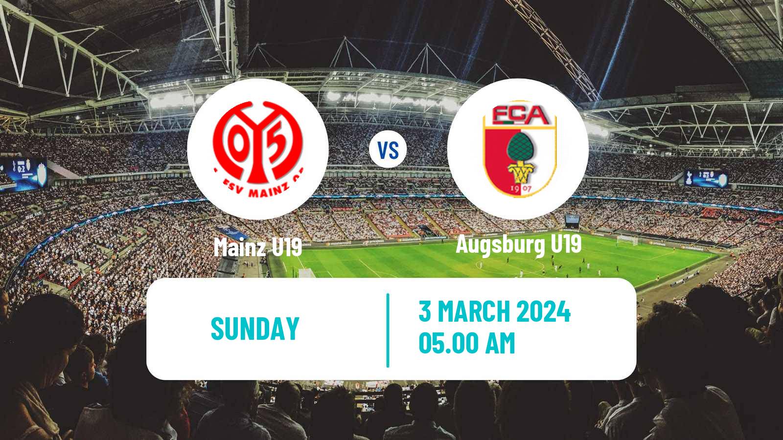 Soccer German Junioren Bundesliga South Mainz U19 - Augsburg U19
