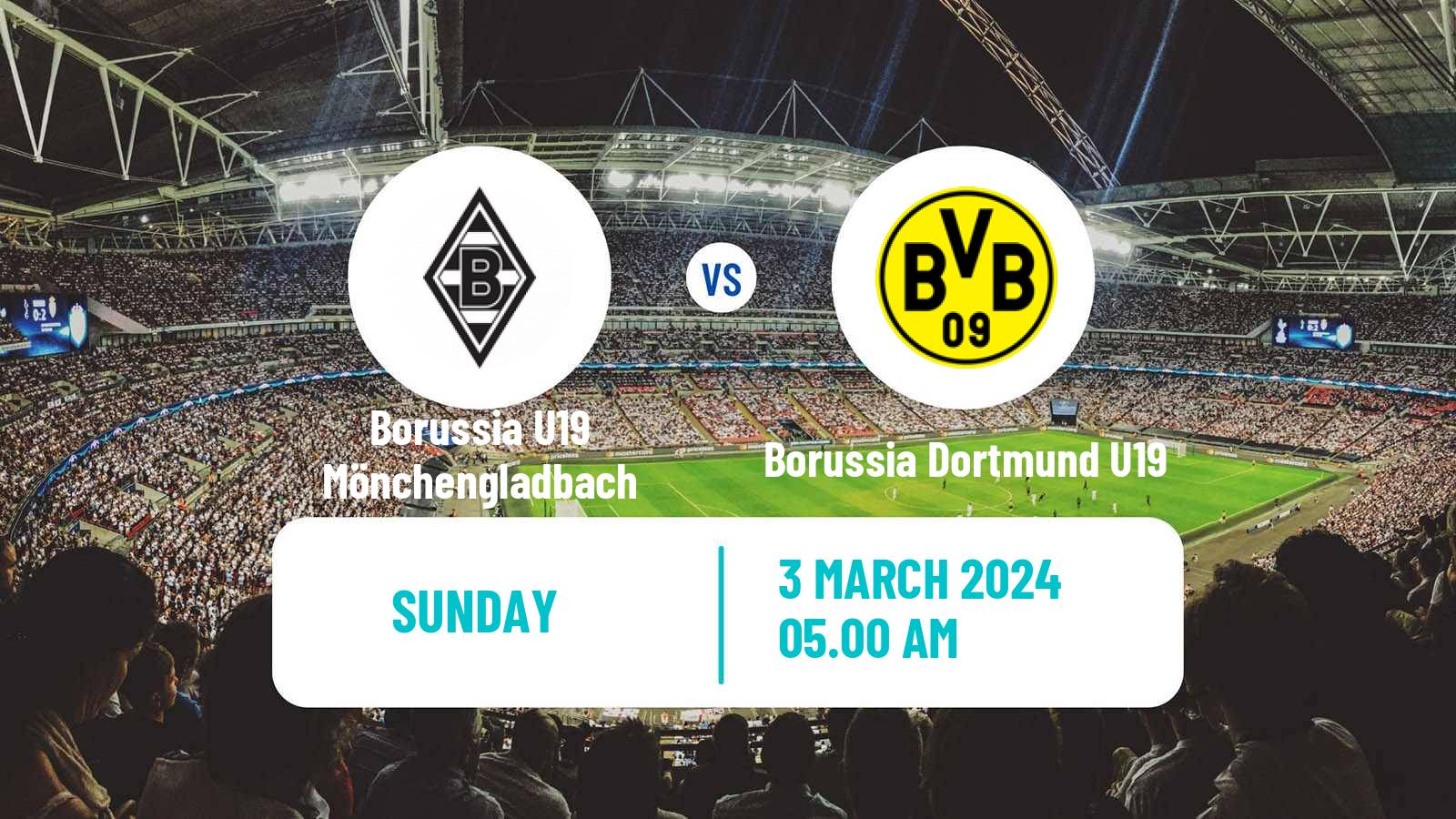 Soccer German Junioren Bundesliga West Borussia U19 Mönchengladbach - Borussia Dortmund U19