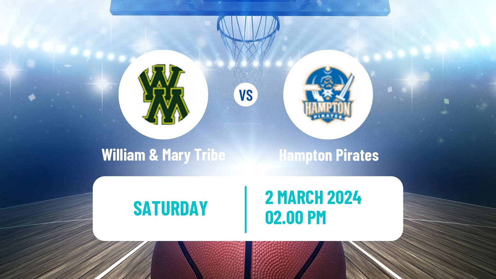 Basketball NCAA College Basketball William & Mary Tribe - Hampton Pirates