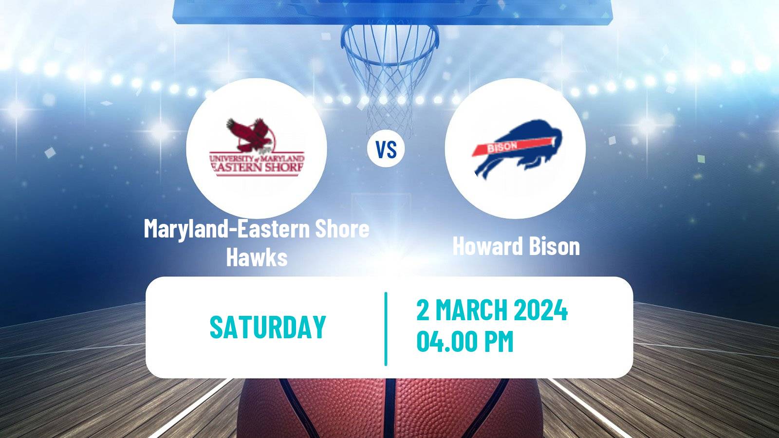 Basketball NCAA College Basketball Maryland-Eastern Shore Hawks - Howard Bison