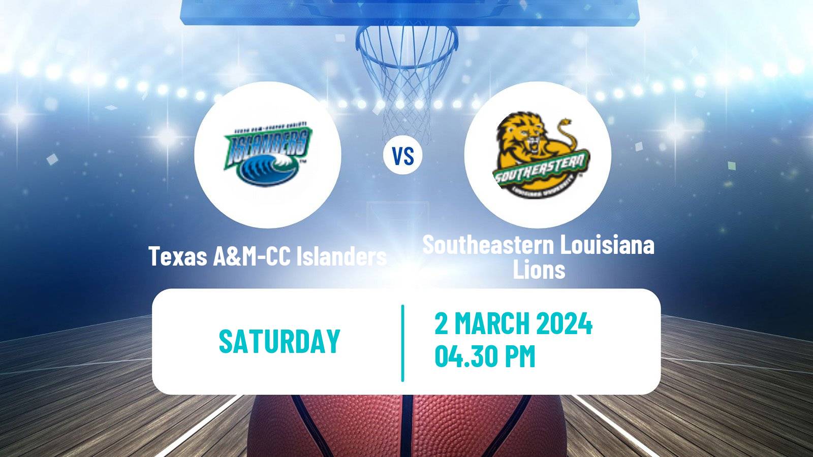 Basketball NCAA College Basketball Texas A&M-CC Islanders - Southeastern Louisiana Lions