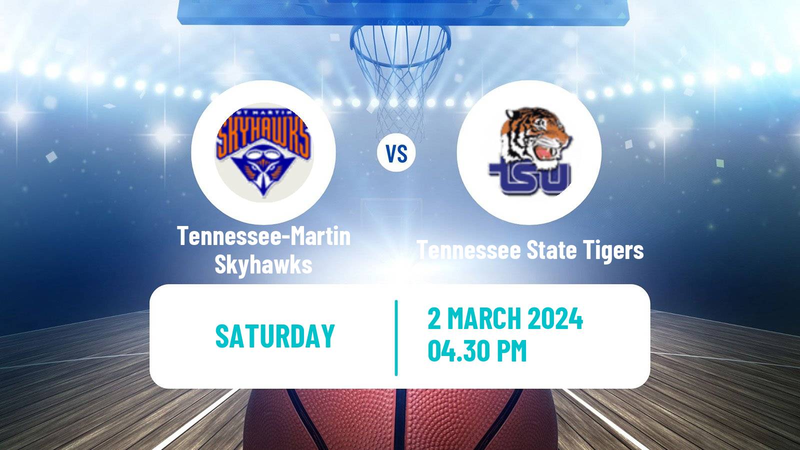 Basketball NCAA College Basketball Tennessee-Martin Skyhawks - Tennessee State Tigers