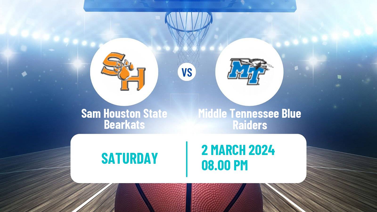 Basketball NCAA College Basketball Sam Houston State Bearkats - Middle Tennessee Blue Raiders