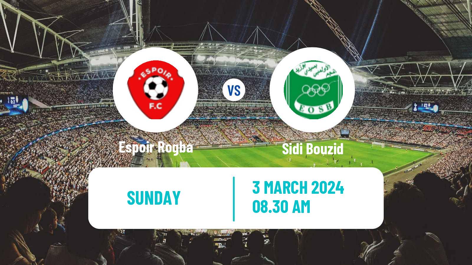 Soccer Tunisian Ligue 2 Espoir Rogba - Sidi Bouzid