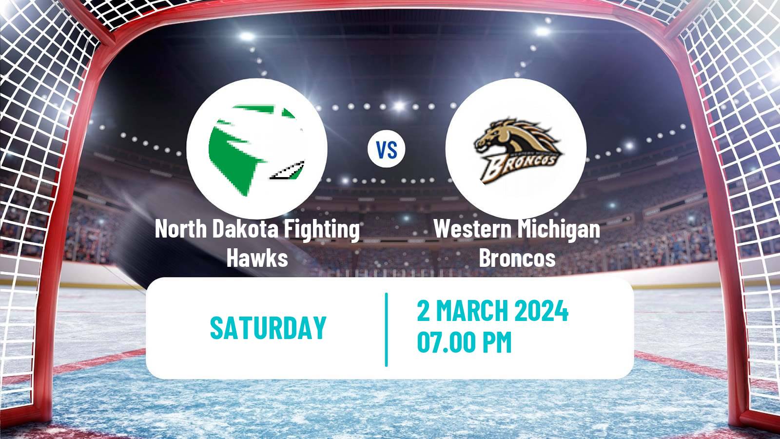 Hockey NCAA Hockey North Dakota Fighting Hawks - Western Michigan Broncos