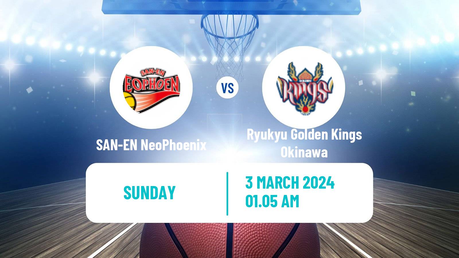 Basketball BJ League SAN-EN NeoPhoenix - Ryukyu Golden Kings Okinawa
