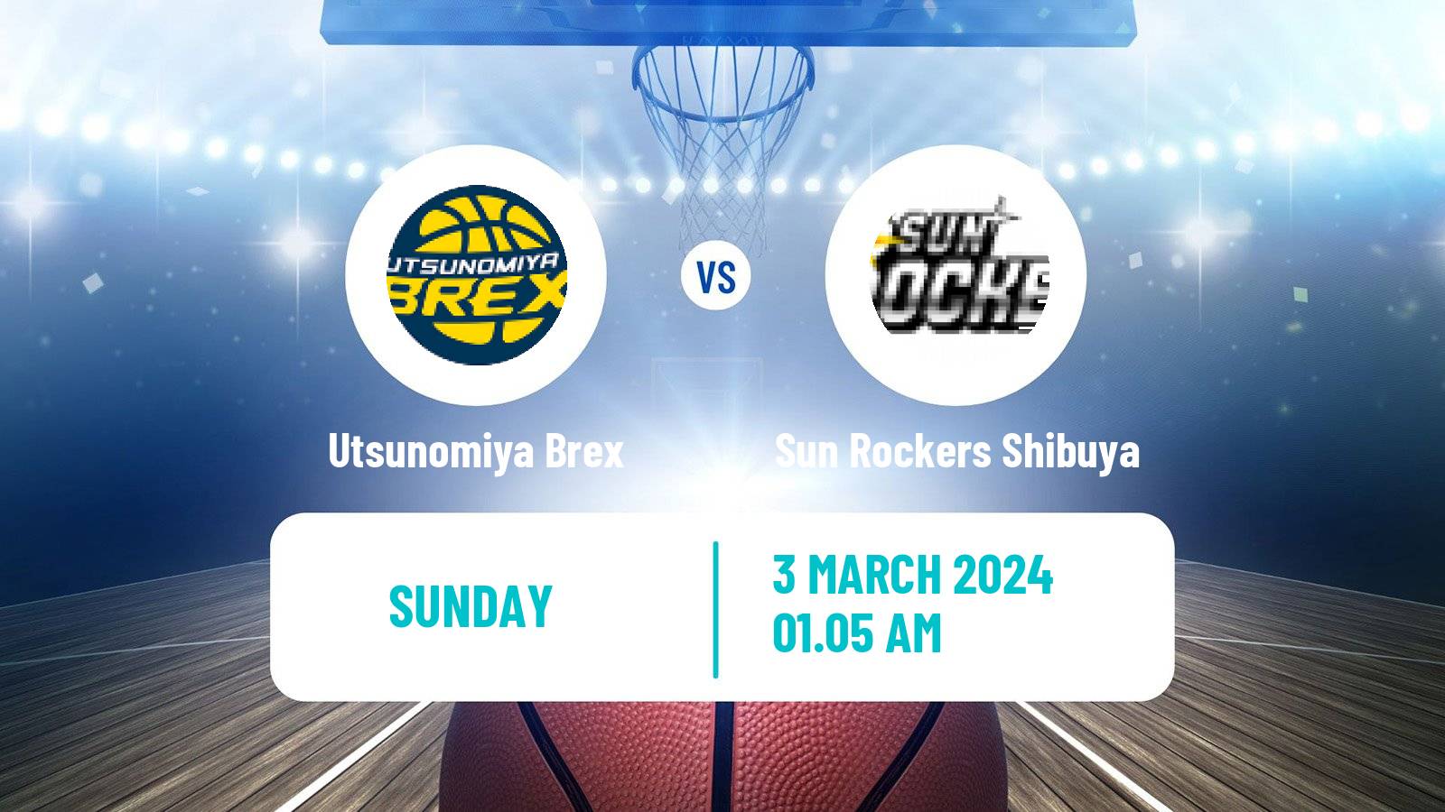 Basketball BJ League Utsunomiya Brex - Sun Rockers Shibuya