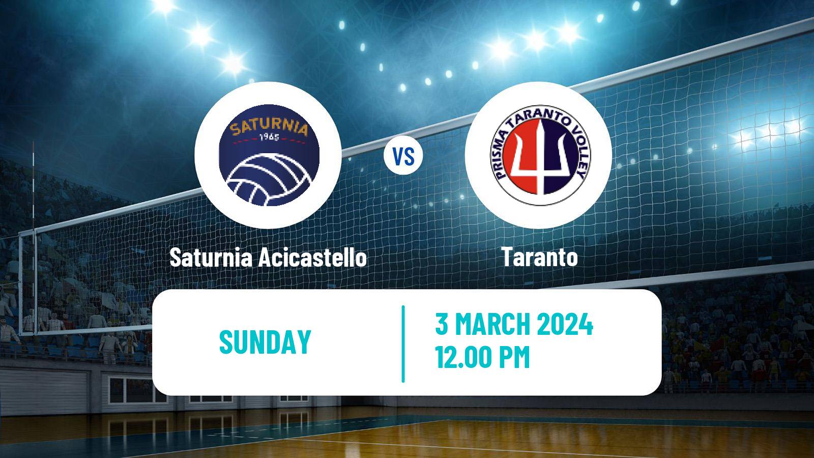 Volleyball Italian SuperLega Volleyball Saturnia Acicastello - Taranto