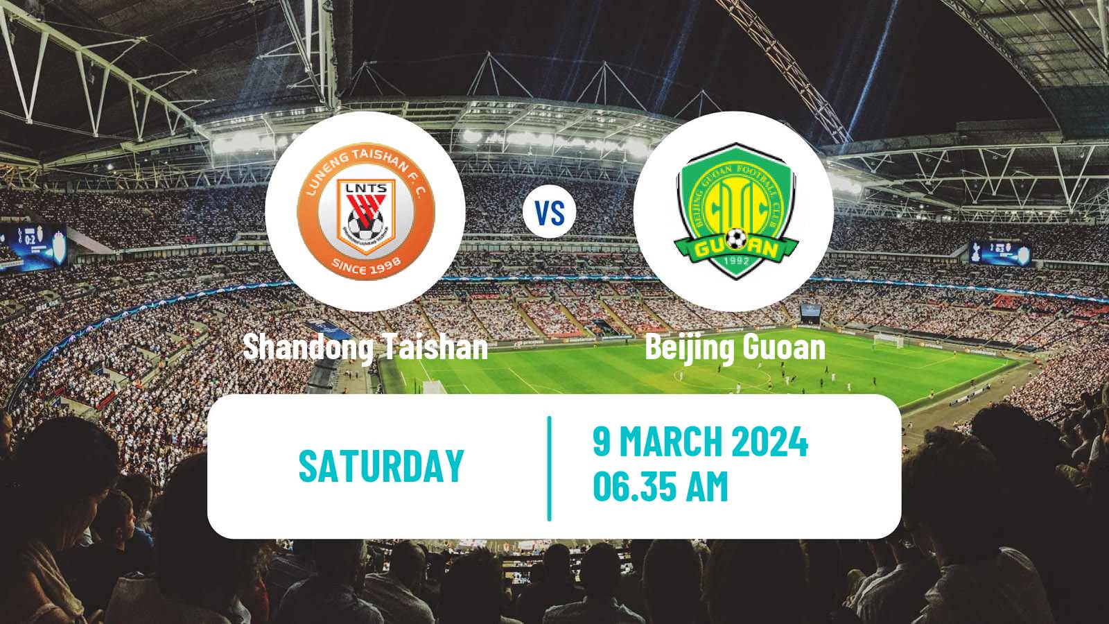 Soccer Chinese Super League Shandong Taishan - Beijing Guoan