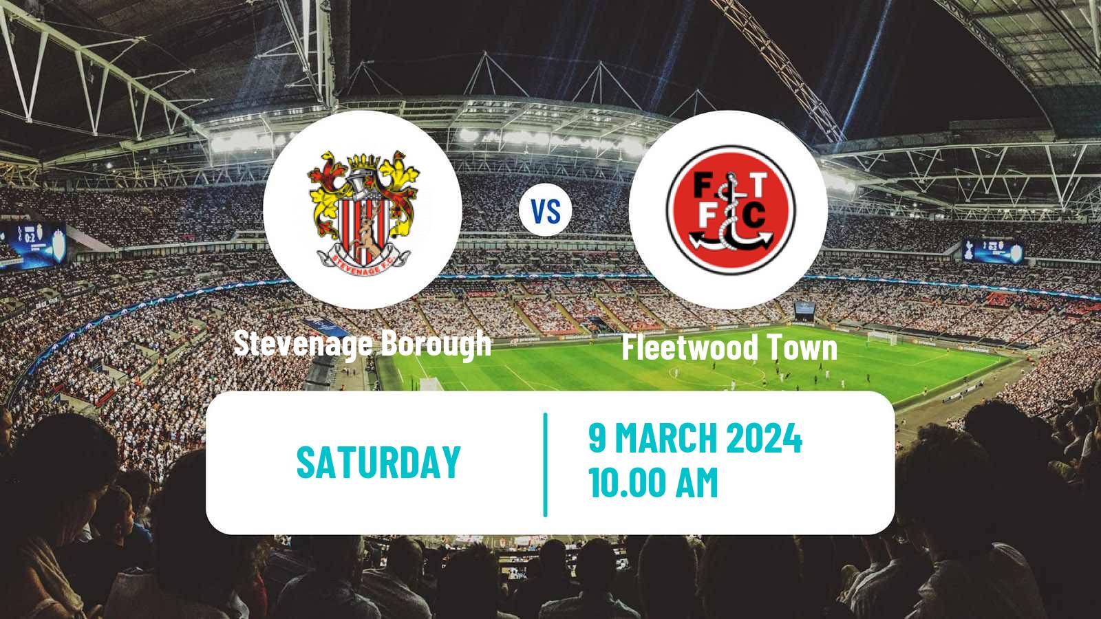 Soccer English League One Stevenage Borough - Fleetwood Town