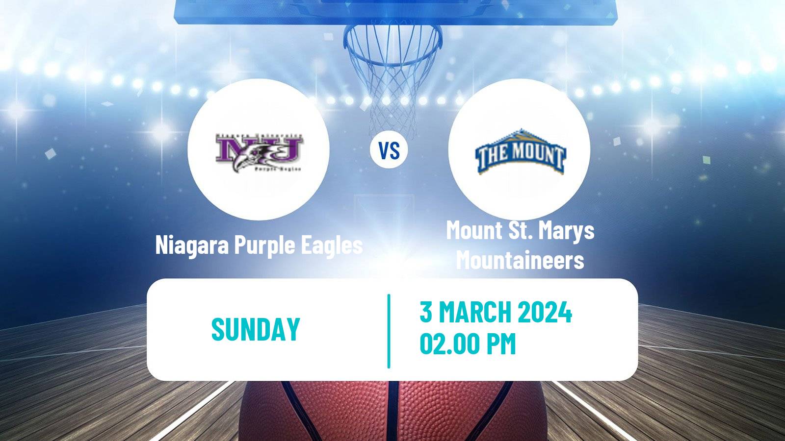 Basketball NCAA College Basketball Niagara Purple Eagles - Mount St. Marys Mountaineers