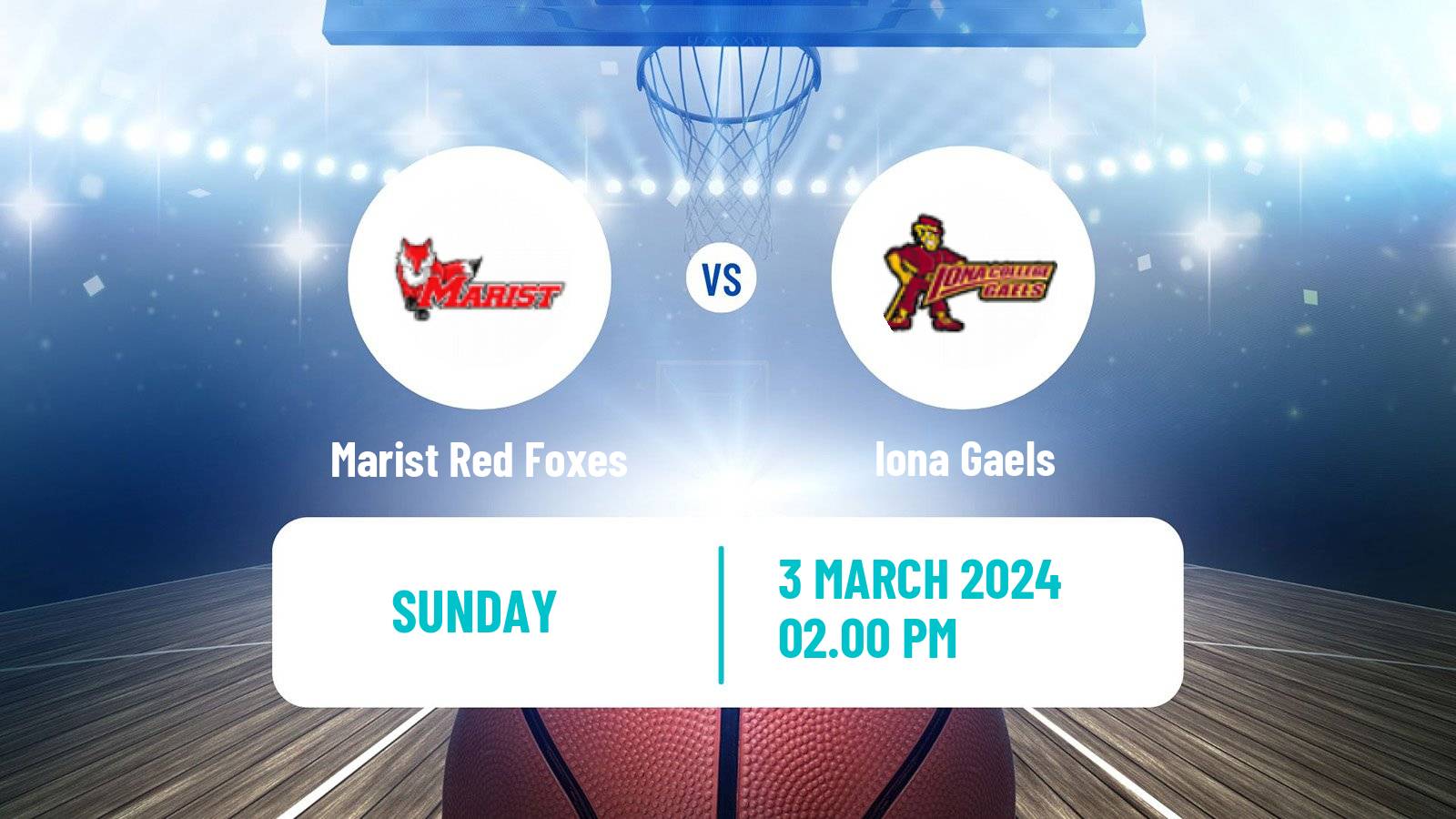 Basketball NCAA College Basketball Marist Red Foxes - Iona Gaels
