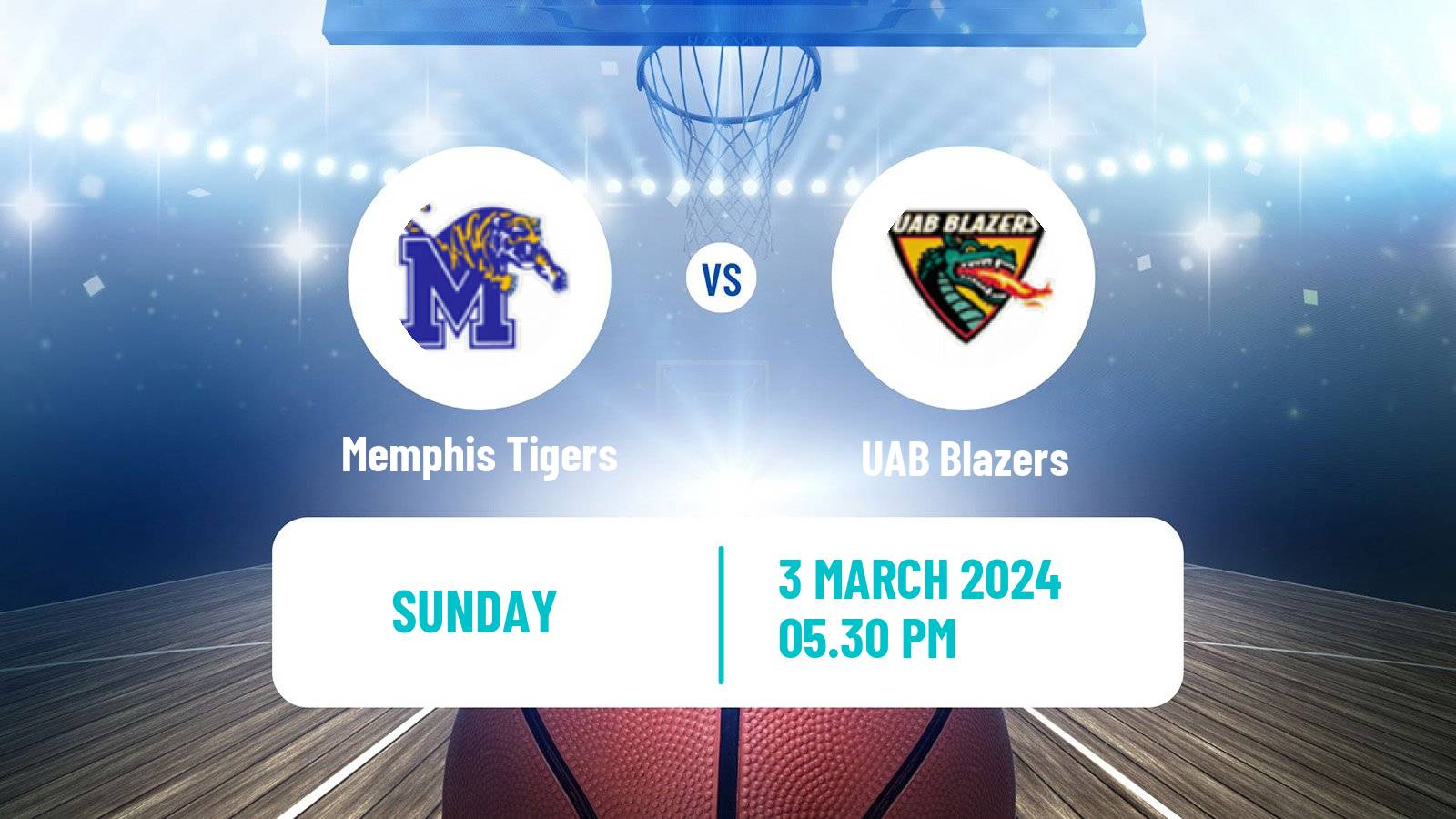 Basketball NCAA College Basketball Memphis Tigers - UAB Blazers