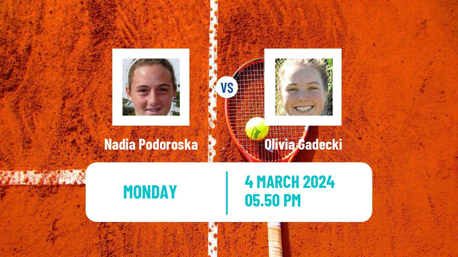 Tennis WTA Indian Wells Nadia Podoroska - Olivia Gadecki