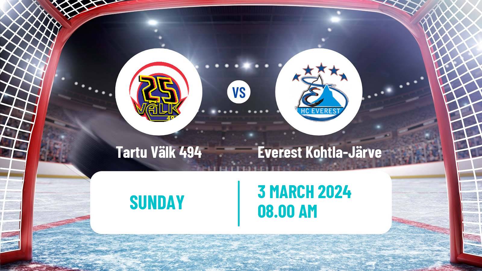 Hockey Estonian Hokiliiga Tartu Välk 494 - Everest Kohtla-Järve