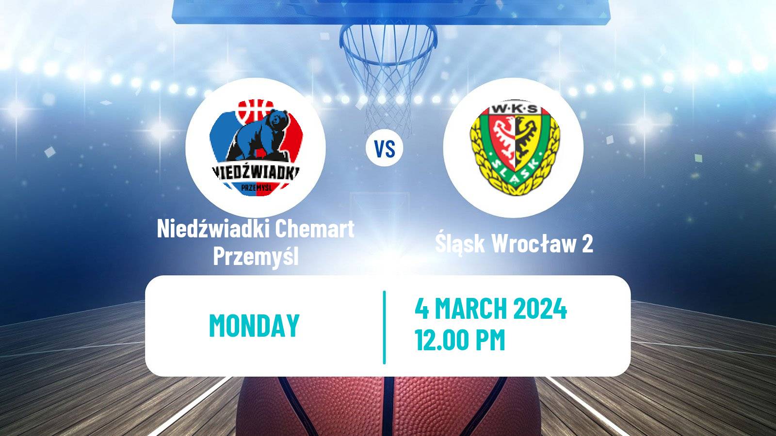 Basketball Polish 1 Liga Basketball Niedźwiadki Chemart Przemyśl - Śląsk Wrocław 2