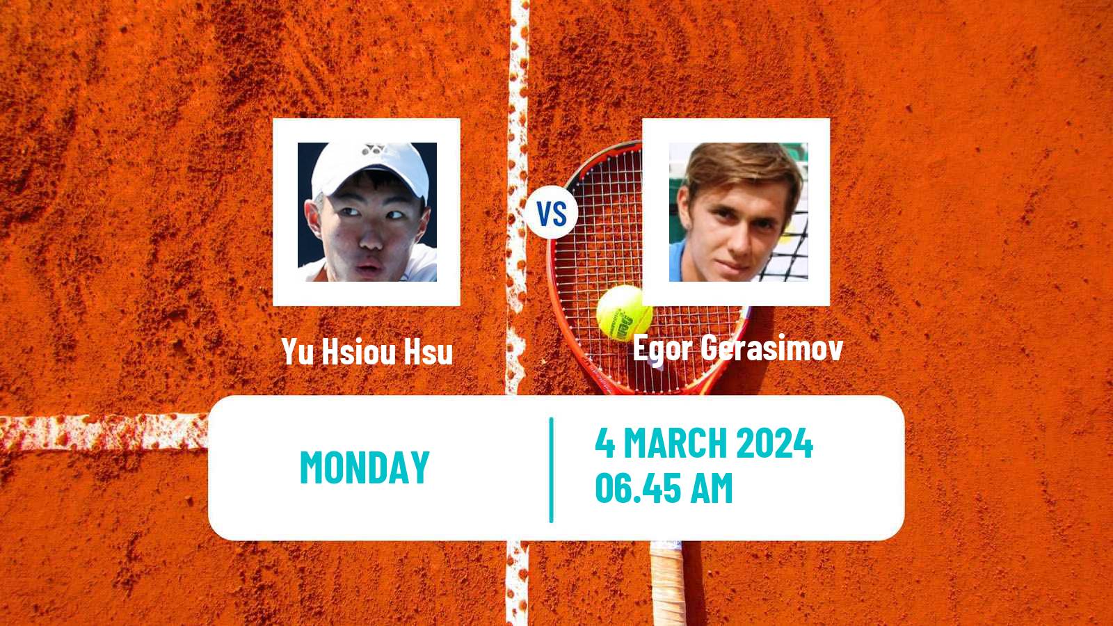Tennis Lugano Challenger Men Yu Hsiou Hsu - Egor Gerasimov