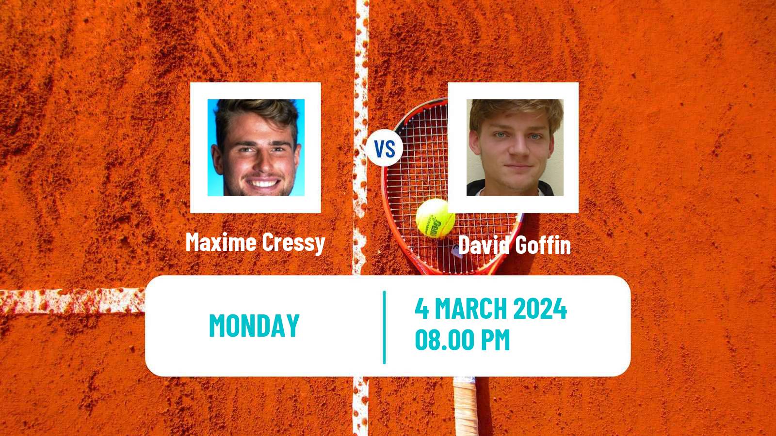 Tennis ATP Indian Wells Maxime Cressy - David Goffin