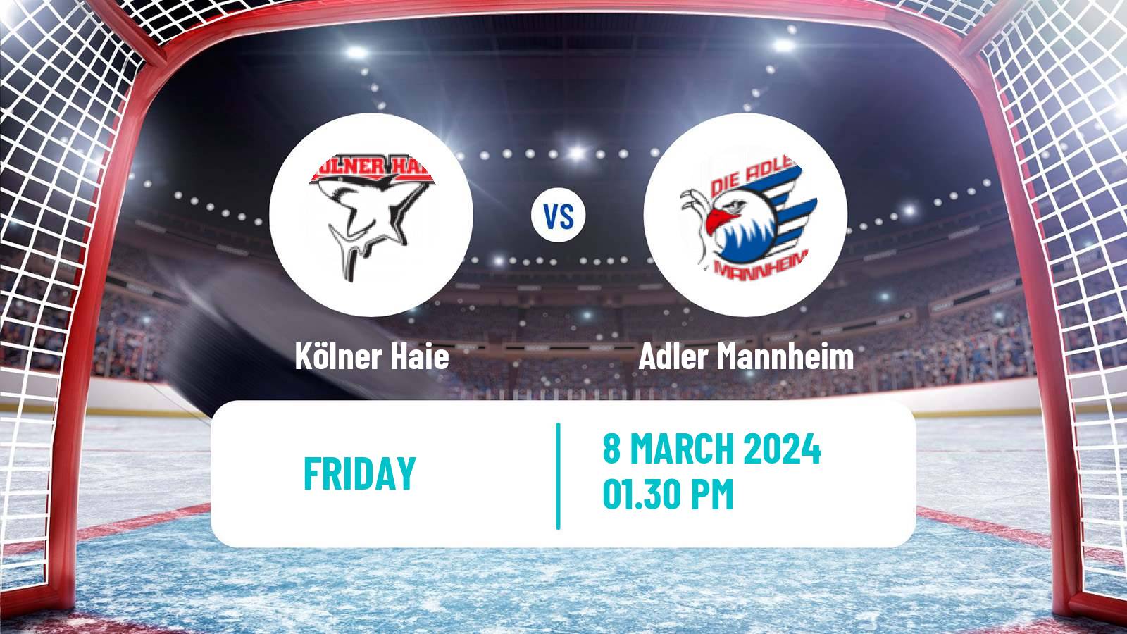 Hockey German Ice Hockey League Kölner Haie - Adler Mannheim