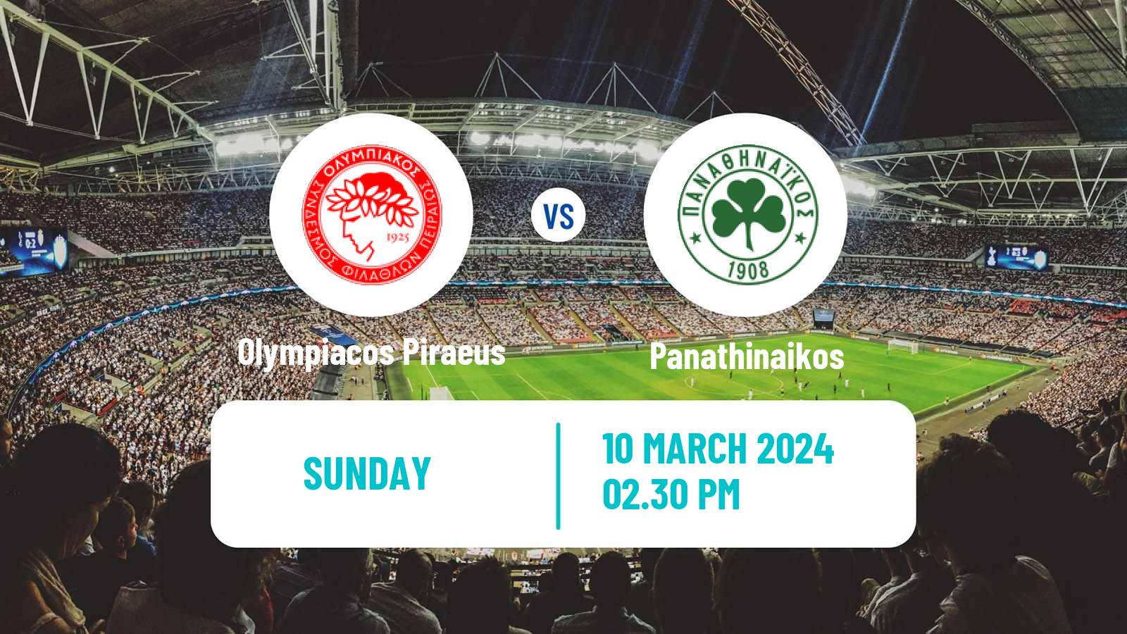 Soccer Greek Super League Olympiacos Piraeus - Panathinaikos