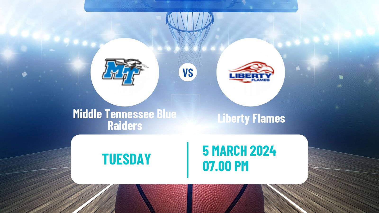 Basketball NCAA College Basketball Middle Tennessee Blue Raiders - Liberty Flames